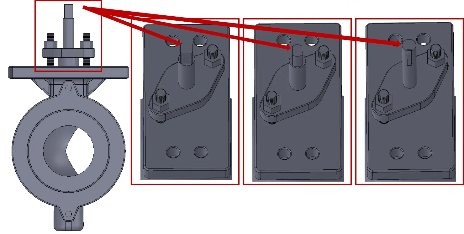 valves with square, DD, bore & key stems